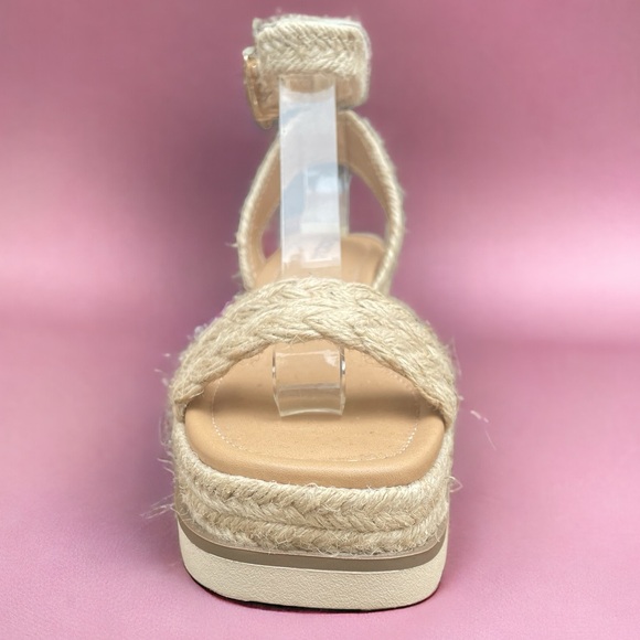 New Straw Style! Soda Shoes Swing Natural Raffia Ankle Strap Platform Wedge Heel - Picture 5 of 8